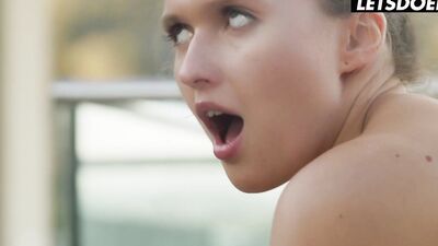 Poolside Threesome with European Step Sisters & Step Bro - WHITEBOXXX