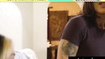 GIRLSWAY - Rebellious Petite Demi Hawks LEARNS Her Lesson From Stepmom Shay Sights’ Pussy