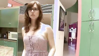 Shy Redhead Virgin Teen with glasses seduce to First Lesbian Sex by older StepSister