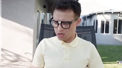 BANGBROS - Danae Mari Convinces Her Nerdy Stepson To Put Some Oil On Her Perfect Round Tits