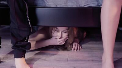 Shares bed with StepMom while his StepSister hides under the bed