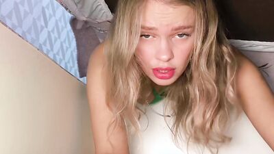 My stepsister is stuck under the bed. I had to fuck her hard.