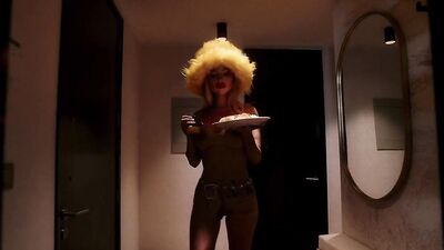 Busty Blonde Stepdaughter Fucks Herself with a Huge Dildo at the Dinner