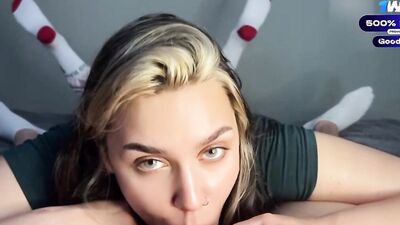 Sultry Stepsister Services Brother's Cock, Talented Suck Off POV