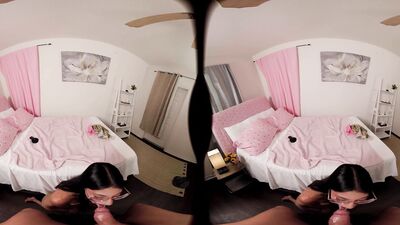 FORBVR - You Caught Your Nerdy Stepdaughter Masturbating And She Asks You To Finish The Job