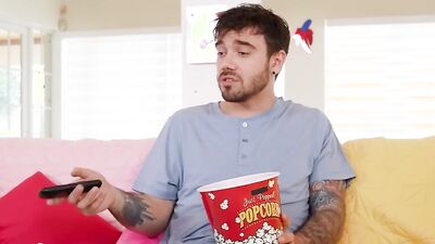 BANGBROS - Kelsey Kane Reaches To Grab Some Popcorn But She Accidentally Grabs Her Stepbro's Cock