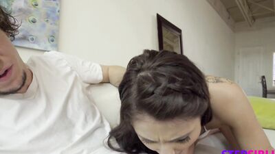 Adria Rae bets double or nothing her pussy will make stepbro cum