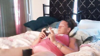 Girl Filming Herself Playing Video Games and Smoking Cigarettes In Bed