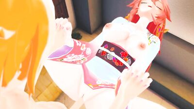 Yae Miko Cums 10 times straight from Stepbrother's Cock - Genshin Impact