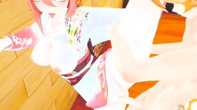 Yae Miko Cums 10 times straight from Stepbrother's Cock - Genshin Impact