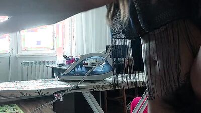 Sexy brunette mom, big ass. Hot Latina with hairy pussy, big tits, big nipples