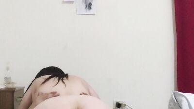 I pound her hard in every position until I cum on her massive tits and ass