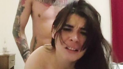 I pound her hard in every position until I cum on her massive tits and ass