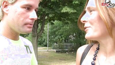 German MILF gets her street hook up with a public agent