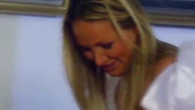 Watch these hot blonde MILFs destroy each other's assholes in a wild threesome with cumshots galore!
