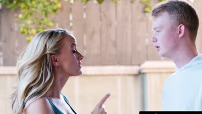 Stepmom and neighbor punish hung guy in FFM 3-way with big tits & blowjobs