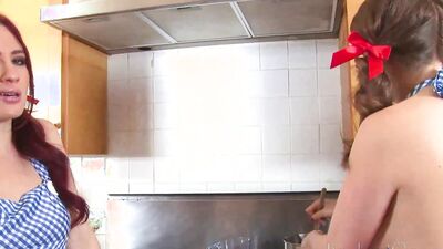 Busty MILFs Allison Moore and Jessica Ryan get naughty with each other and share a big load