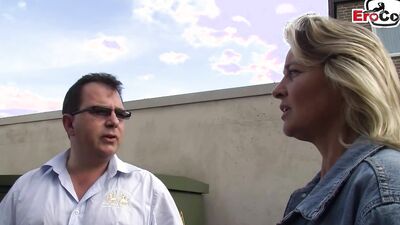 Naughty German housewife flirts with stranger on the street for a steamy reality casting session
