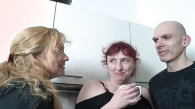Bea Dumas and her horny redhead friend share a hot load and a facial in a wild threesome