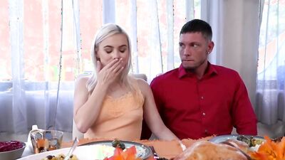 Stepmom and wife get down and dirty with stepson at family dinner - Casca Akashova