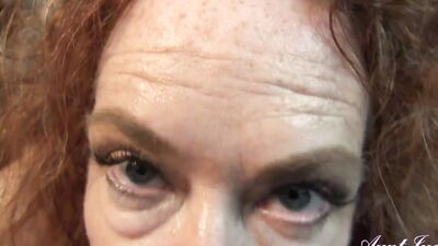 Watch your step-aunt Ms. Ginger Catches you masturbating in POV with her hot MILF red head skills