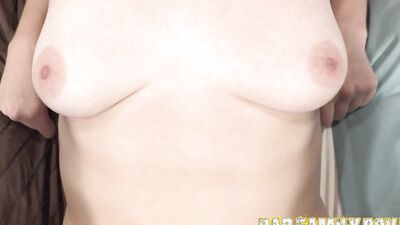 Laney Grey caught masturbating by stepdad and ends up getting a creampie