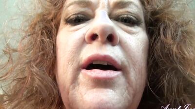 Your Horny Step-Aunt, Mrs. Ginger, gives you a POV blowjob like a pro
