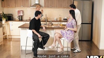 Step relative's birthday turns into a steamy kitchen sexcapade with Lynna Nilsson & Alexander TdA