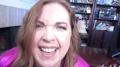 Redhead Step-Aunt Denise Gives You a POV Handjob with Her Big Tits & Hot Body
