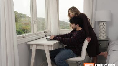 Athena Anderson bangs stepson before exams, taking his hard cock in her tight pussy