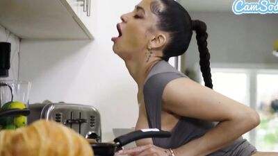 Veronica Rodriguez's perfect ass squirts while getting a kitchen facial from Tony Rubino
