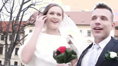 Stacy Cruz gets her ass pounded hard by George Uhl's friend while husband watches in Wedding Dress