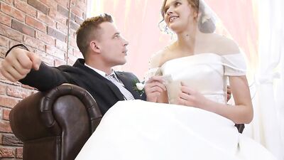 Stacy Cruz gets her ass pounded hard by George Uhl's friend while husband watches in Wedding Dress