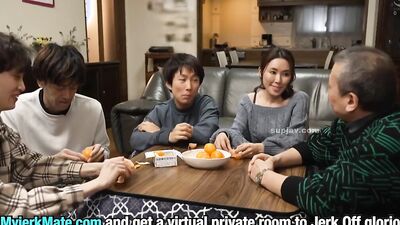 Watch Yuka Mizuno, the Japanese MILF, take a cumshot from stepson while housewife