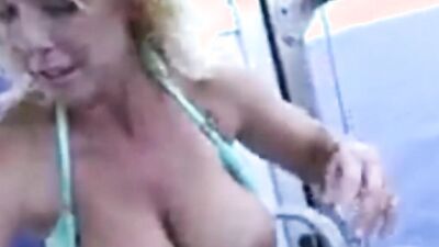 Watch this kinky mature slut get off with her massive dildo & get sprayed with cum