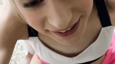 Big Dick's stepdaughter Chanel Shortcake takes his POV virginity in a hot college booty shorts video