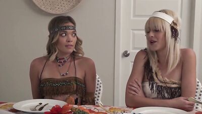 Step-Fantasy brunette and blonde step-bros get kinky with a big-ass threesome