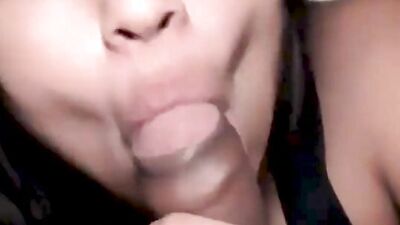 Hot Peruvian MILF moans loud while giving a sloppy blowjob