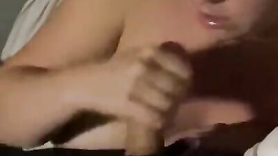 Big Tit Mom Blows Sons Friend while he Watches!