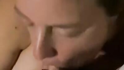 Big Tit Mom Blows Sons Friend while he Watches!