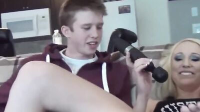 BLOND STEP SISTER TEASING HER BROTHER WITH FEET