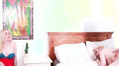 Hot Blonde British Teen Watches her Doppelganger Suck & Fuck