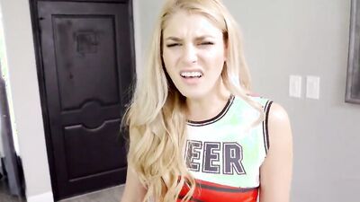 Cheerleading StepSis And BFF Make Me Cum On Their Pom Poms