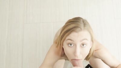 Sexually frustrated blonde jumps on stepbro cock