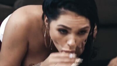 Teaser stepsister sits on dick while stepma does laundry