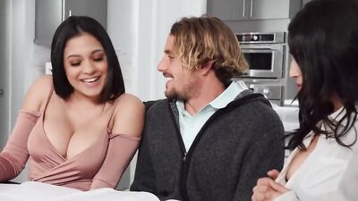 Flunky stepsisters fuck the tutor in hope of knowledge