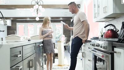 18 y. o. blonde stunner stepsis leaves sex toy out!