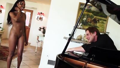 Dad Gets Throated by Slutty Ebony Step-Daughter