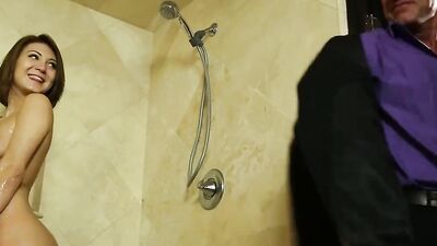 Daddy Joins Daughters Wet Friend in Shower