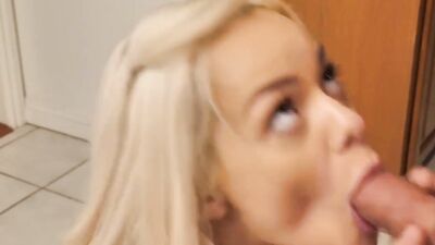 Elsa Jean Surprises her Guy in Lingerie and he Spills his Beer!
